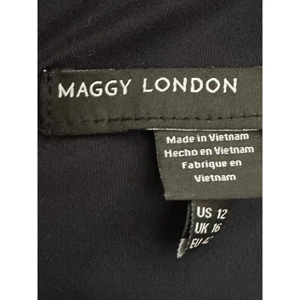 Maggy London Hadleigh Illusion Halter Neck Floral Applique Sheath Dress 12